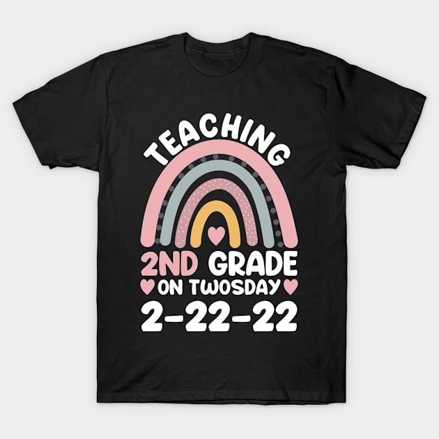 Teaching 2nd Grade on Twosday 2-22-22 Funny Math Teacher T-Shirt by kevenwal